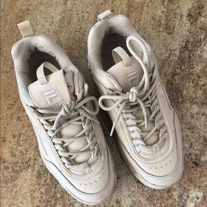 Fila Cream Sneakers with Logo Accent Size 8